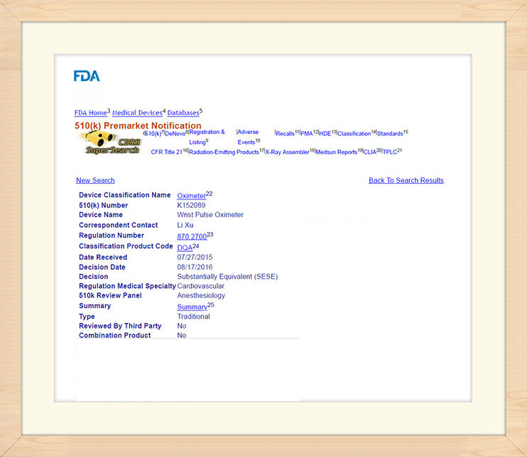 FDA-Wrist-pulse-oximeter